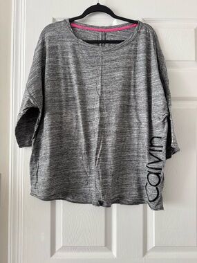 Calvin Klein Performance Heather Gray Boxy Short Sleeve Tee with Side Logo